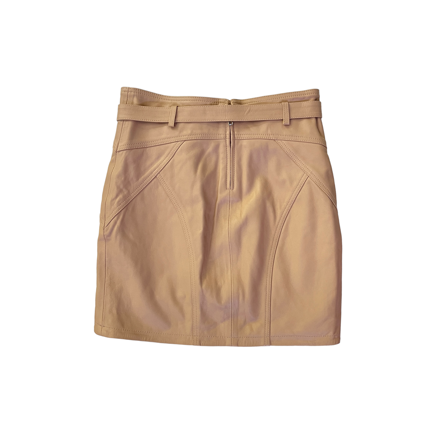 Camila Coelho Luci Leather Mini Skirt in Nude