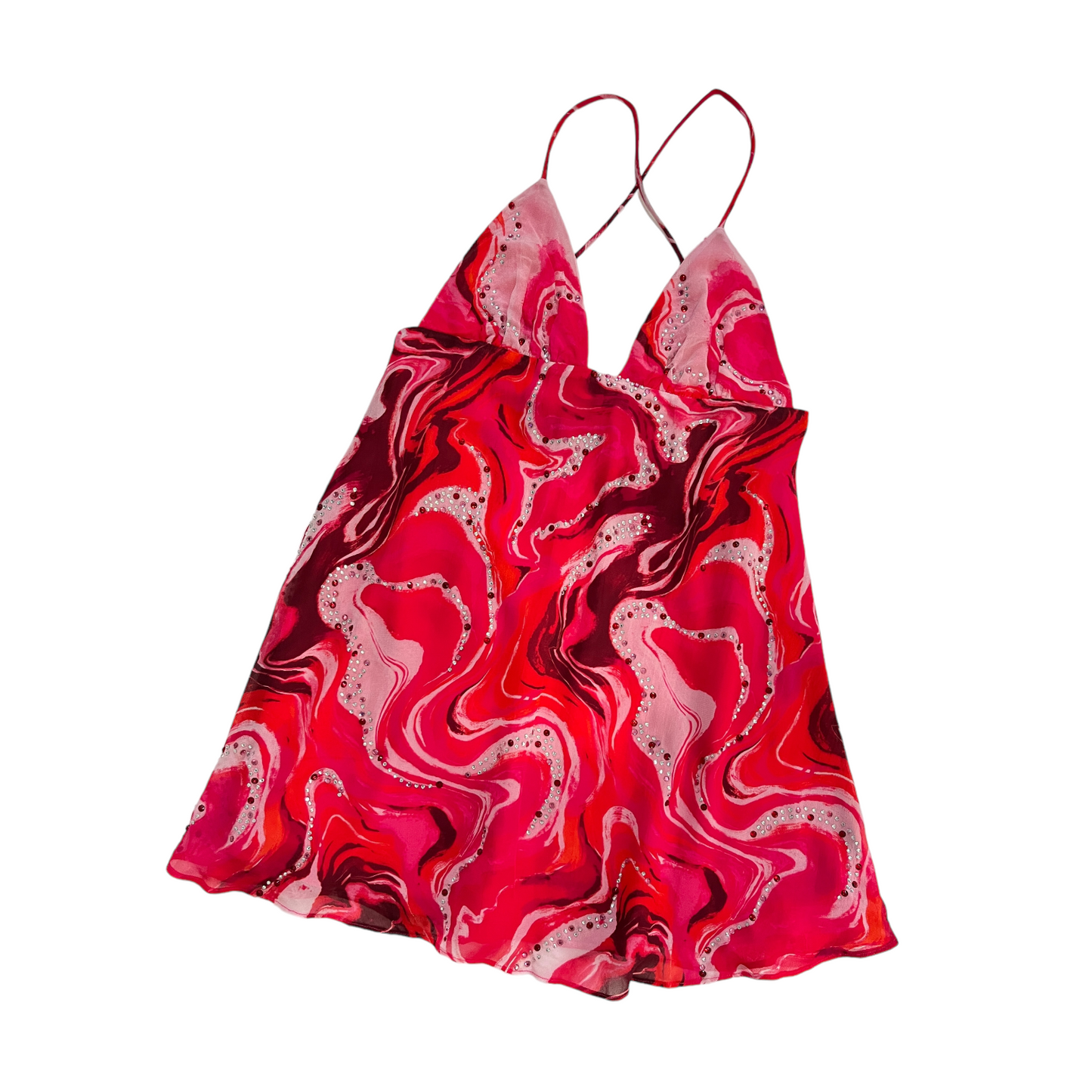 h:ours Dionne Mini Dress in Red Swirl Print