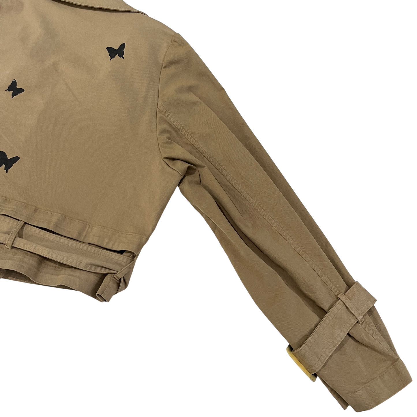 NOUR HAMMOUR Hatti Cropped Canvas Trench Jacket in Khaki