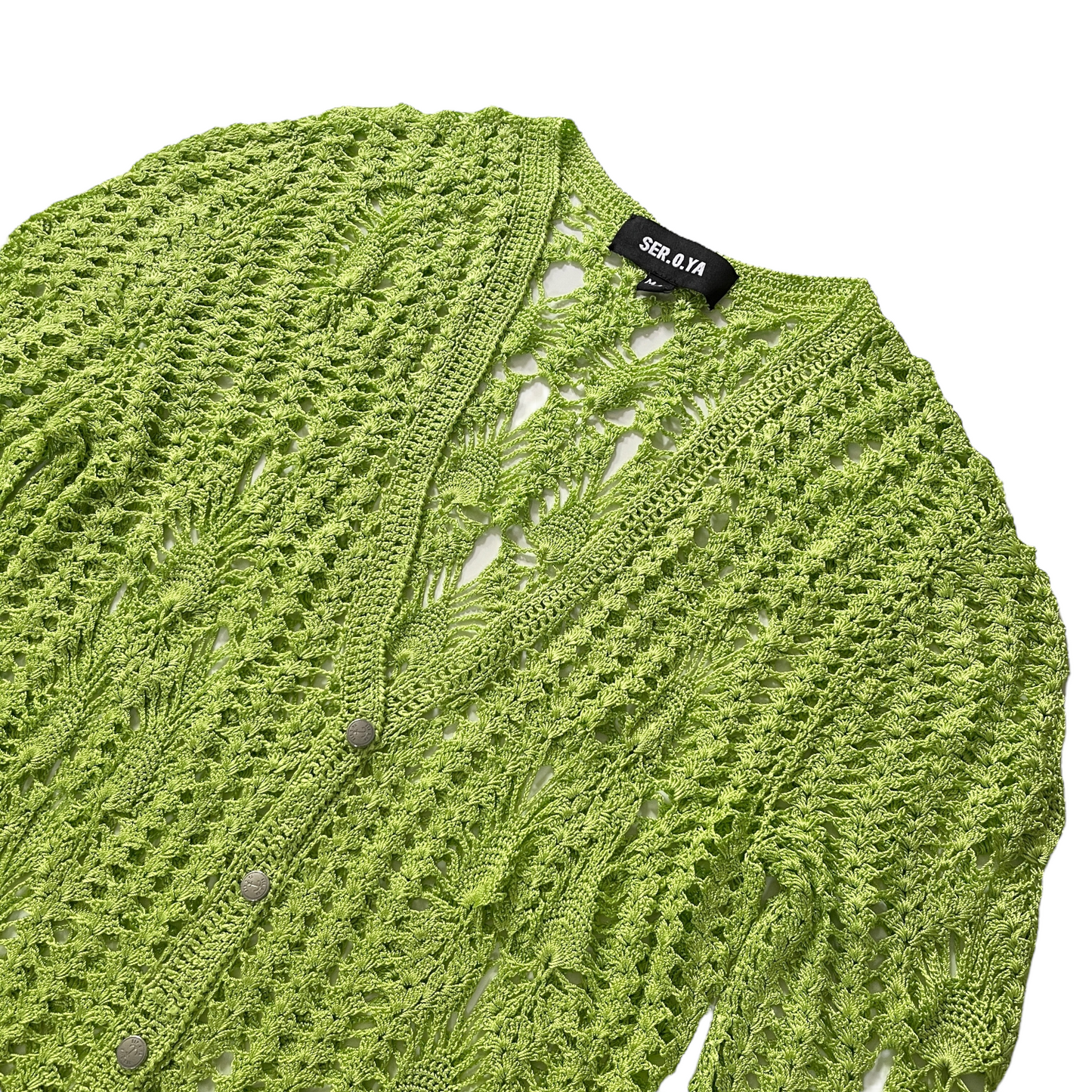 SER.O.YA Allison Crochet Cardigan in Lime