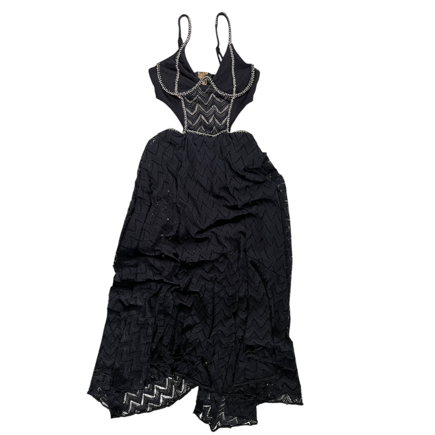 PatBO x Alessandra Ambrosio Hand Beaded Bustier Maxi Dress in Black