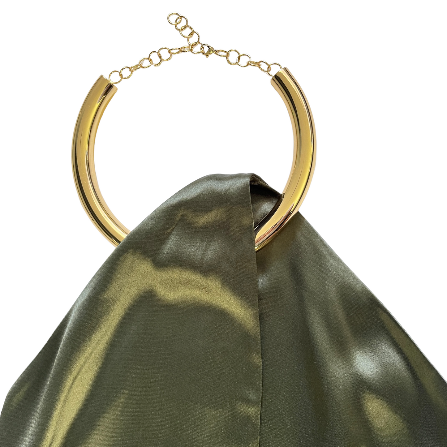 NICHOLAS Edyth Keyhole Necklace Gown in Dark Olive