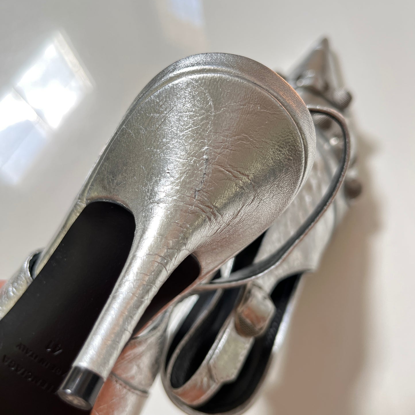 Balenciaga Cagole Sling Pump in Silver