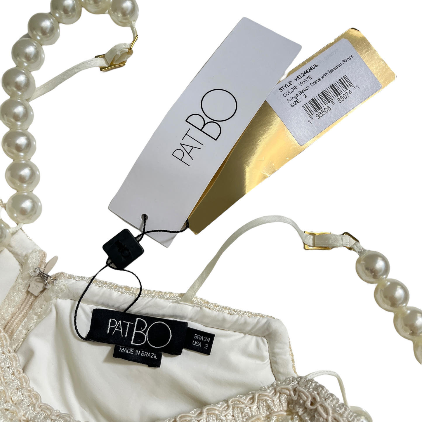 PatBO All-over Fringe Sleeveless Maxi Dress in White