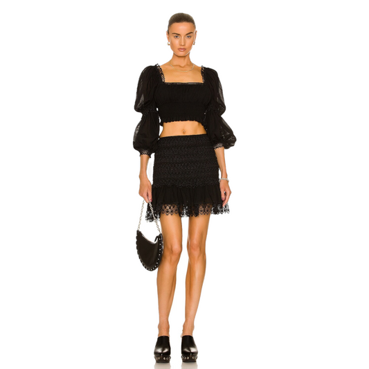 Charo Ruiz Ibiza Fleur Mini Skirt in Black