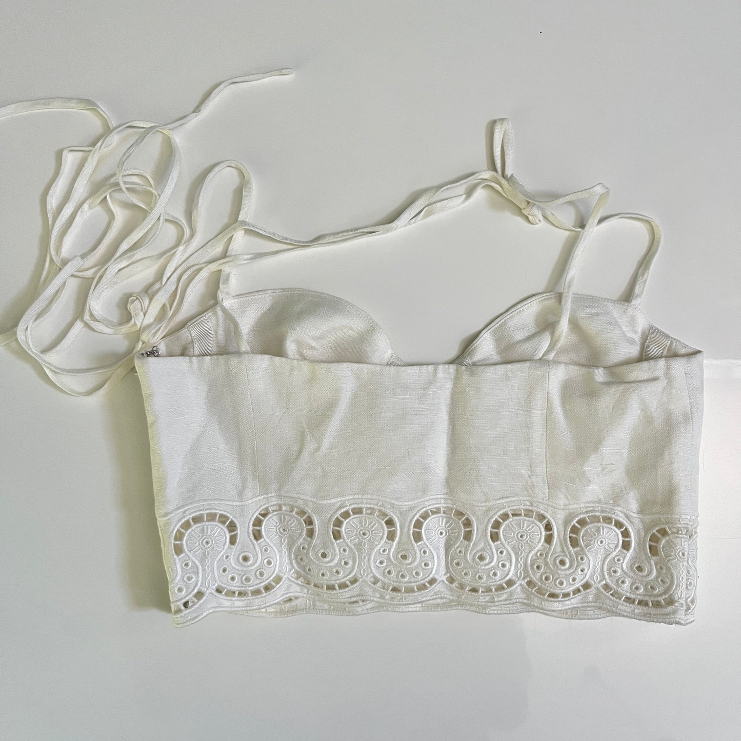 SIMKHAI Sherri Scarf Embroidered Linen Top in White