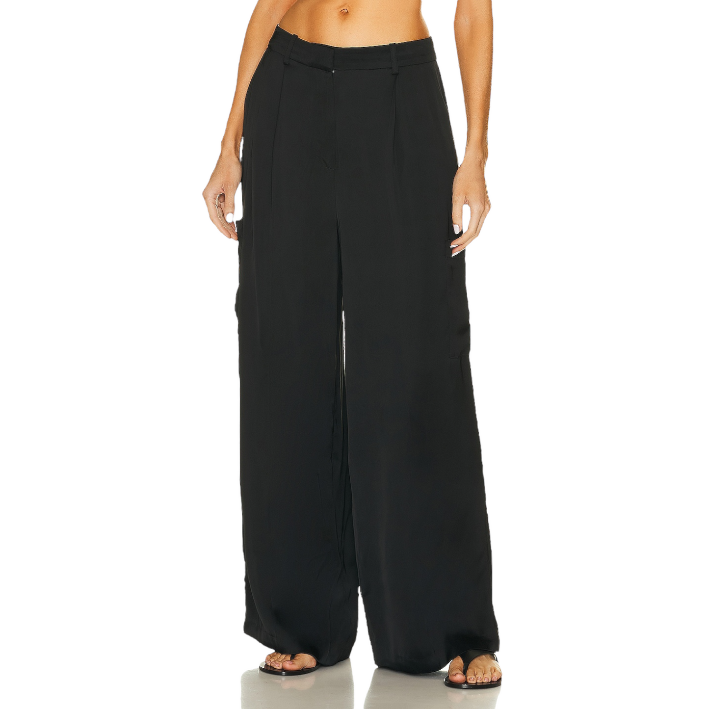 Loulou Studio Carmel Cargo Wide Leg Pant in Black