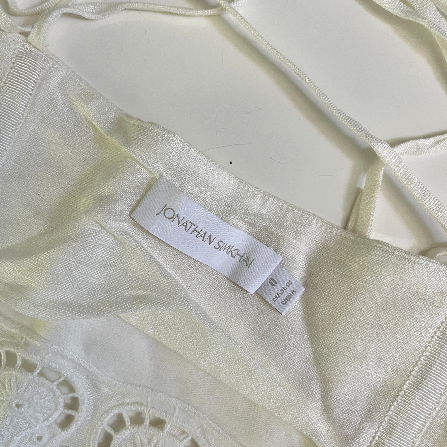 SIMKHAI Sherri Scarf Embroidered Linen Top in White