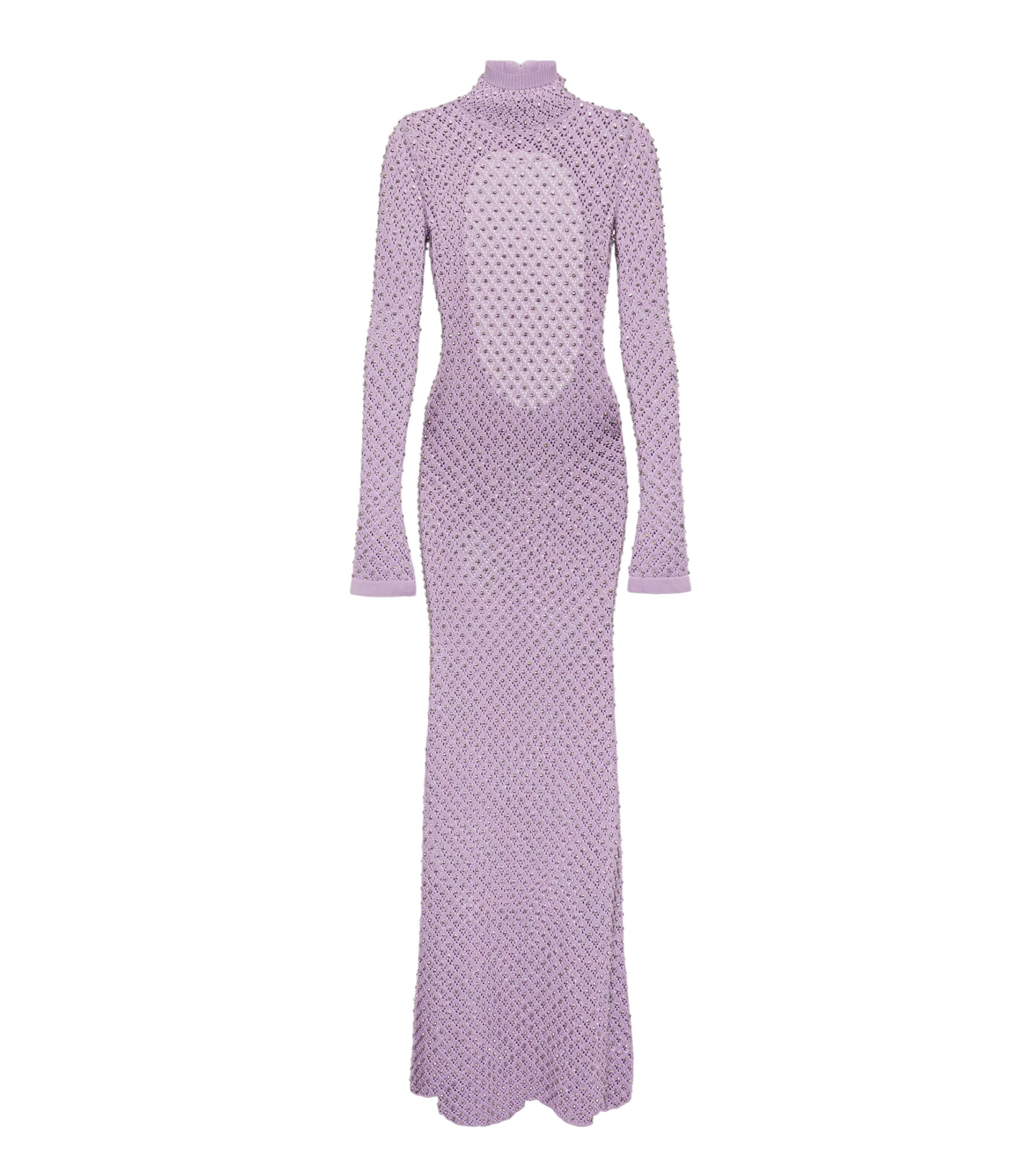 David Koma Crystal Embroidered Knit Gown in Lilac