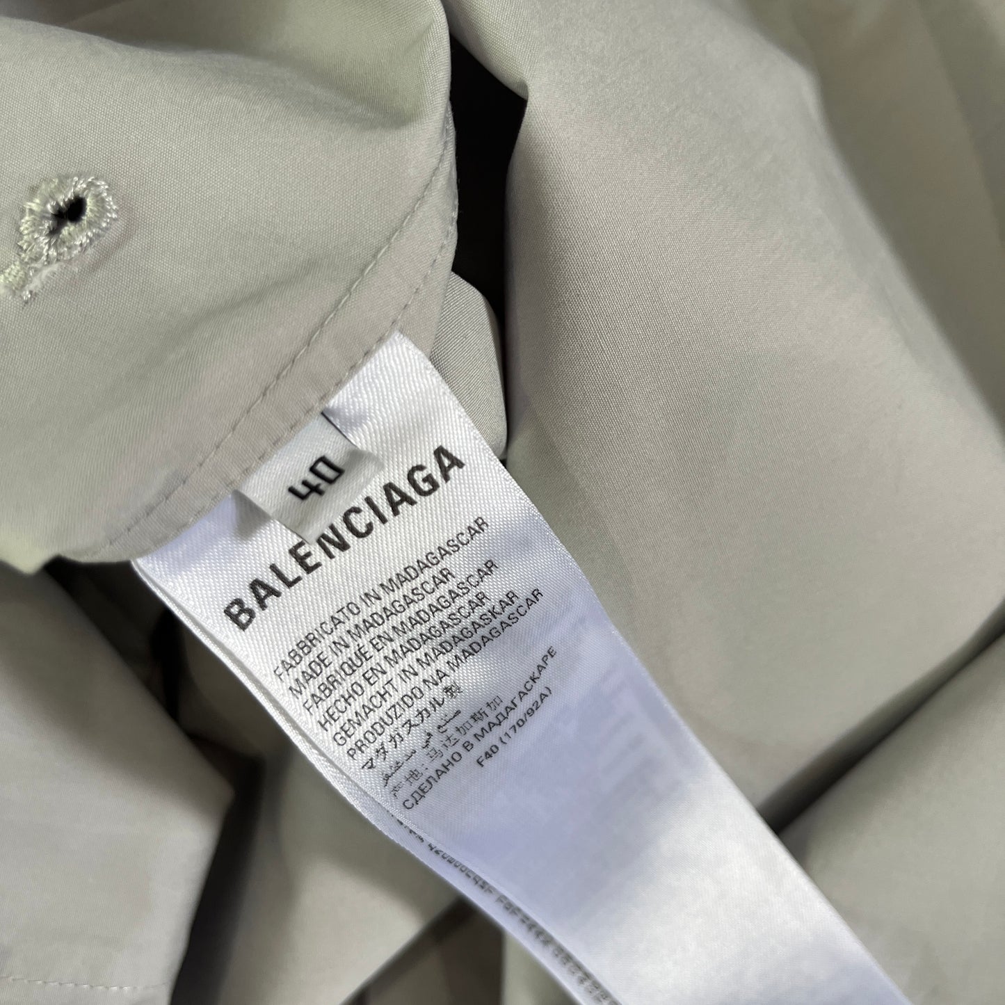 Balenciaga Fitted Wrap Shirt in Light Grey