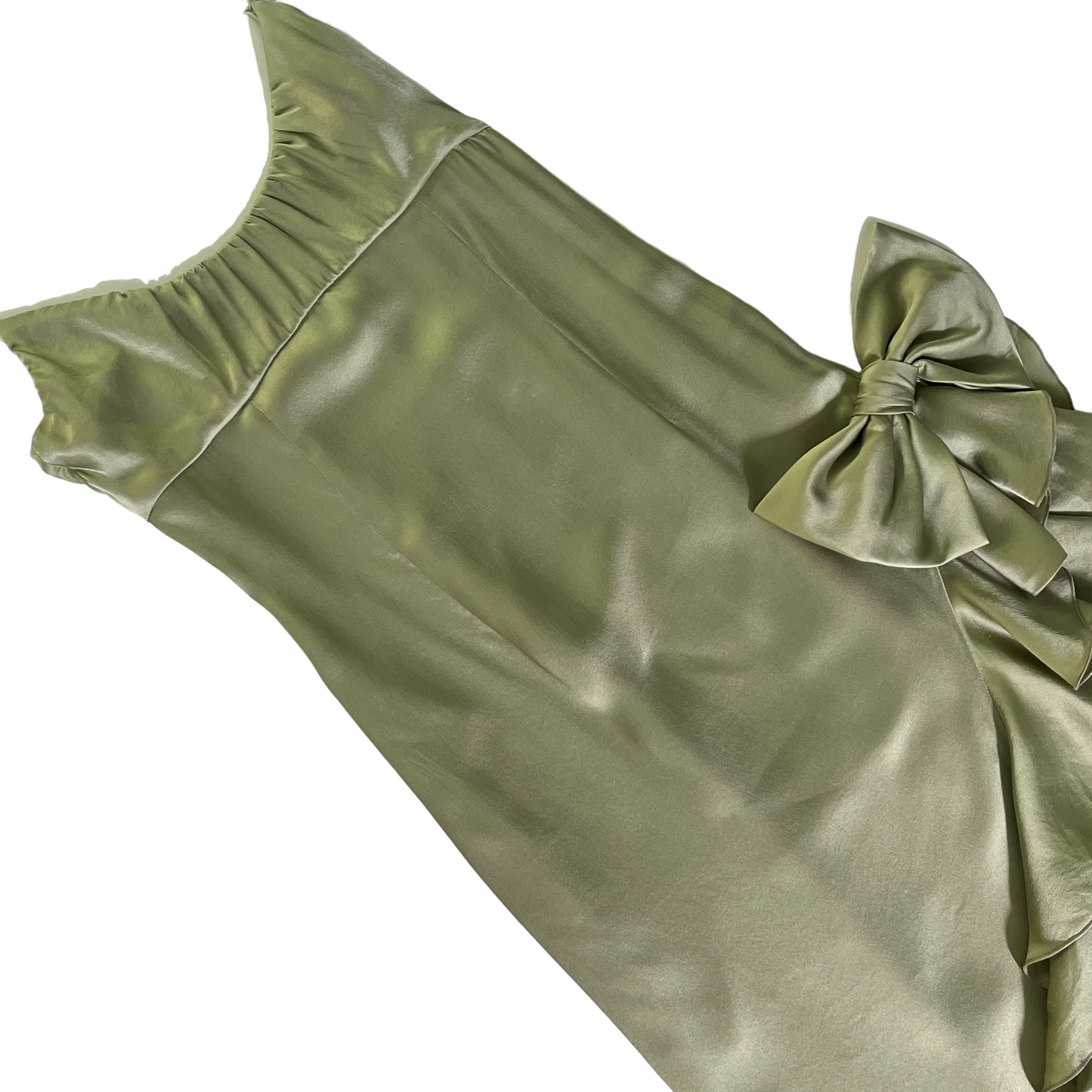 Alessandra Rich Ruffle Gown in Olive Green