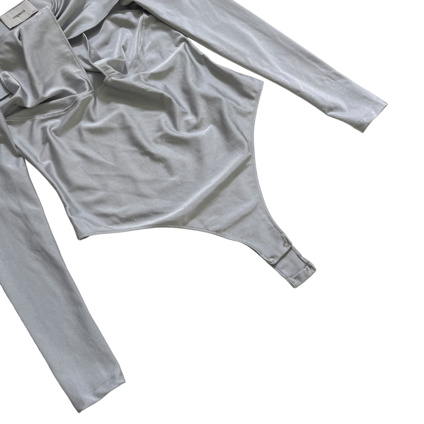 Coperni Twisted Cut Out Jersey Bodysuit in Pearl Grey