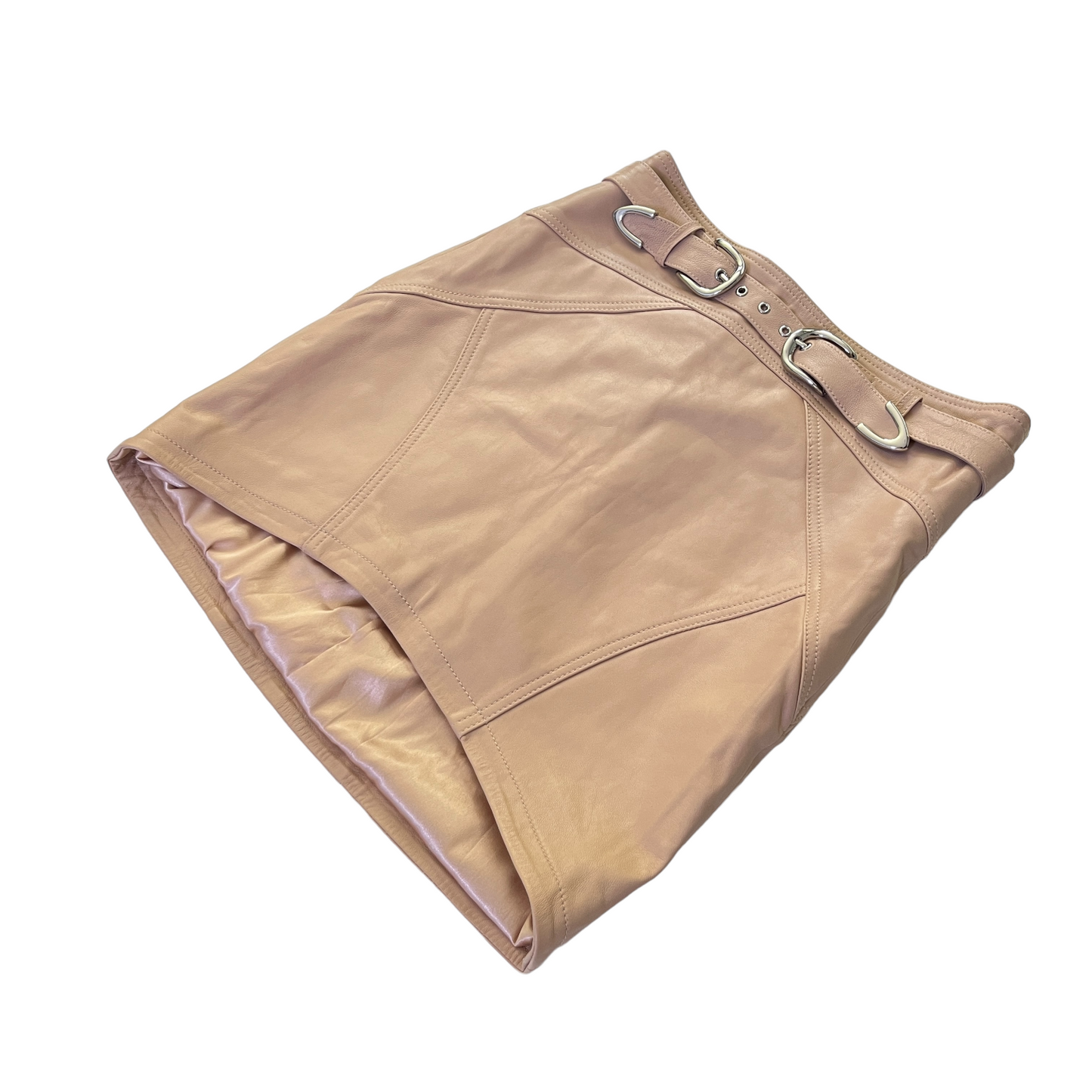 Camila Coelho Luci Leather Mini Skirt in Nude