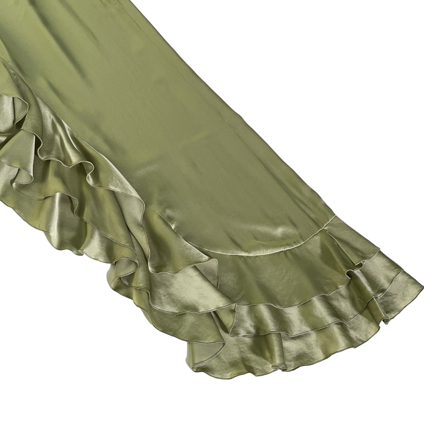 Alessandra Rich Ruffle Gown in Olive Green