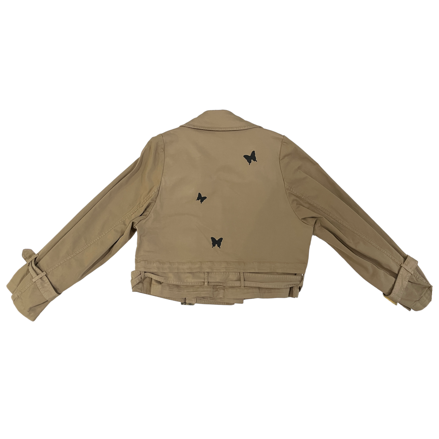 NOUR HAMMOUR Hatti Cropped Canvas Trench Jacket in Khaki