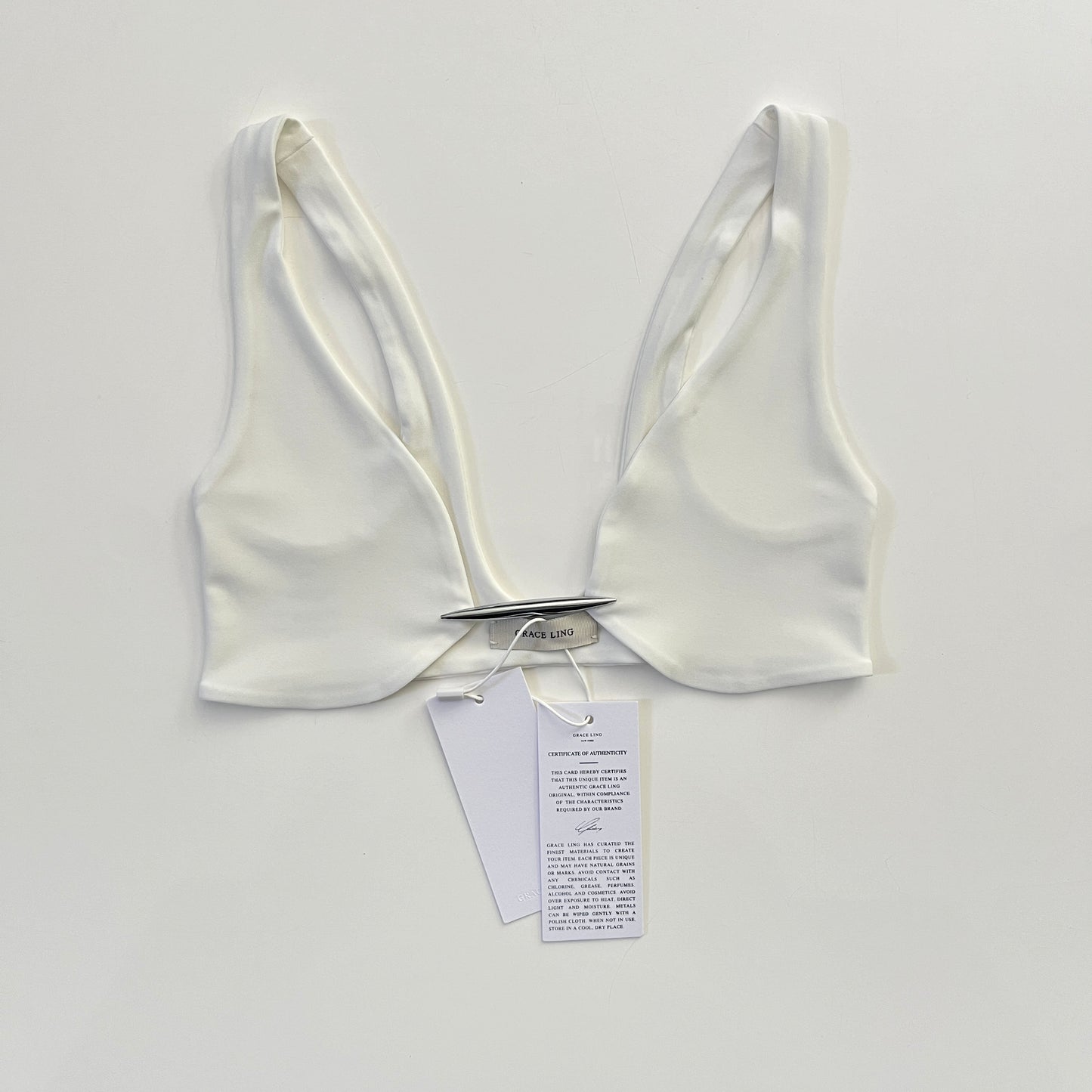 Grace Ling Vertebrae Bralette in Ivory