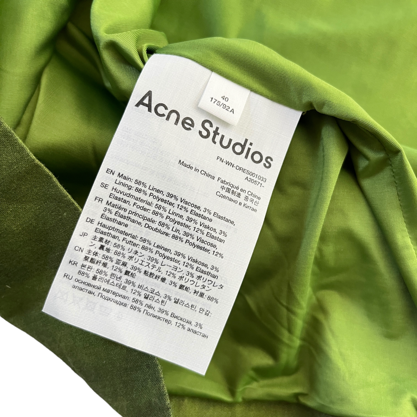 Acne Studios Printed Mini Dress in Green