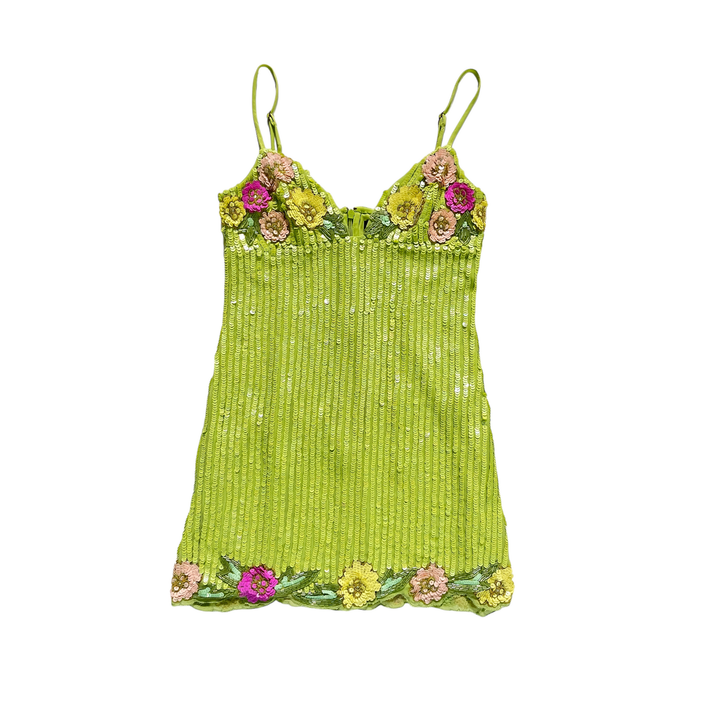 MAJORELLE Cal Embellished Mini Dress in Lime Green