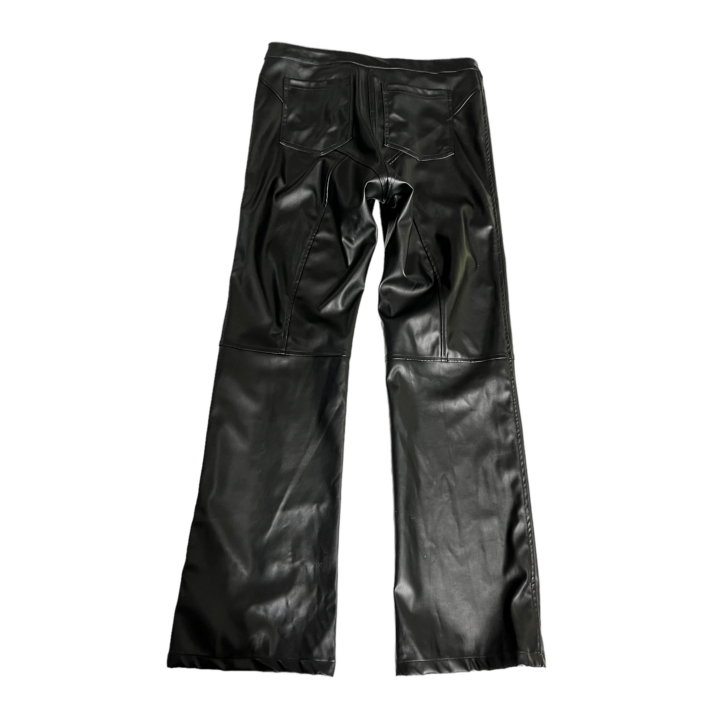 EB Denim Faux Leather Lace Up Pants in Black