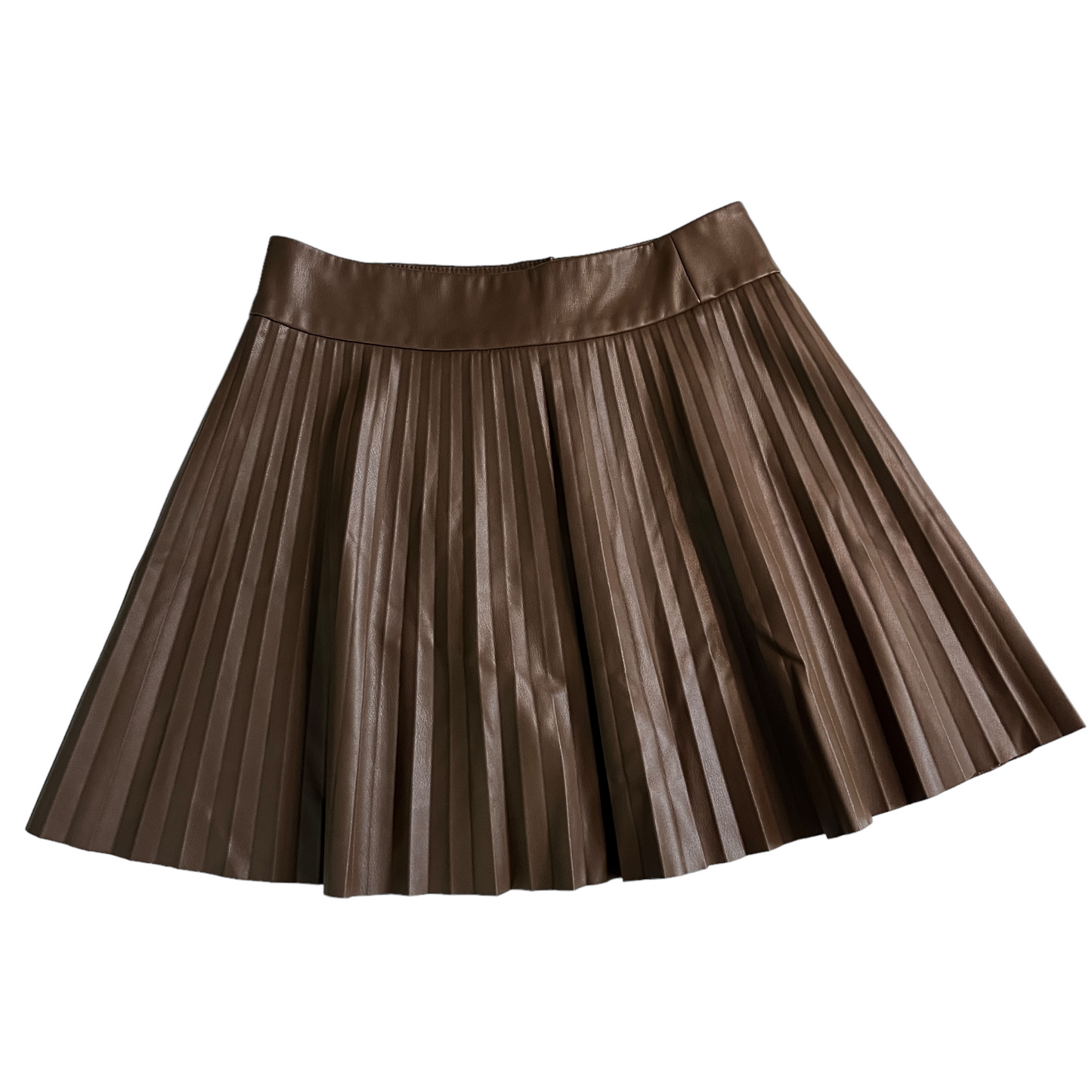 Zara Faux Leather Pleated Skirt Brown Blogger Favorite