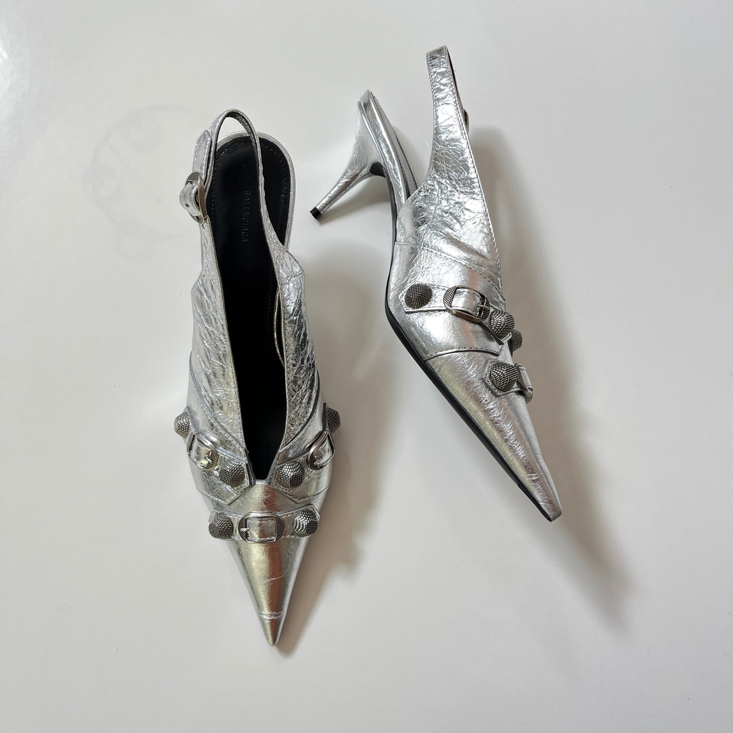 Balenciaga Cagole Sling Pump in Silver