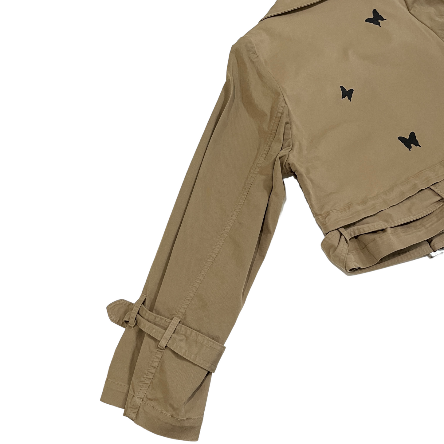 NOUR HAMMOUR Hatti Cropped Canvas Trench Jacket in Khaki