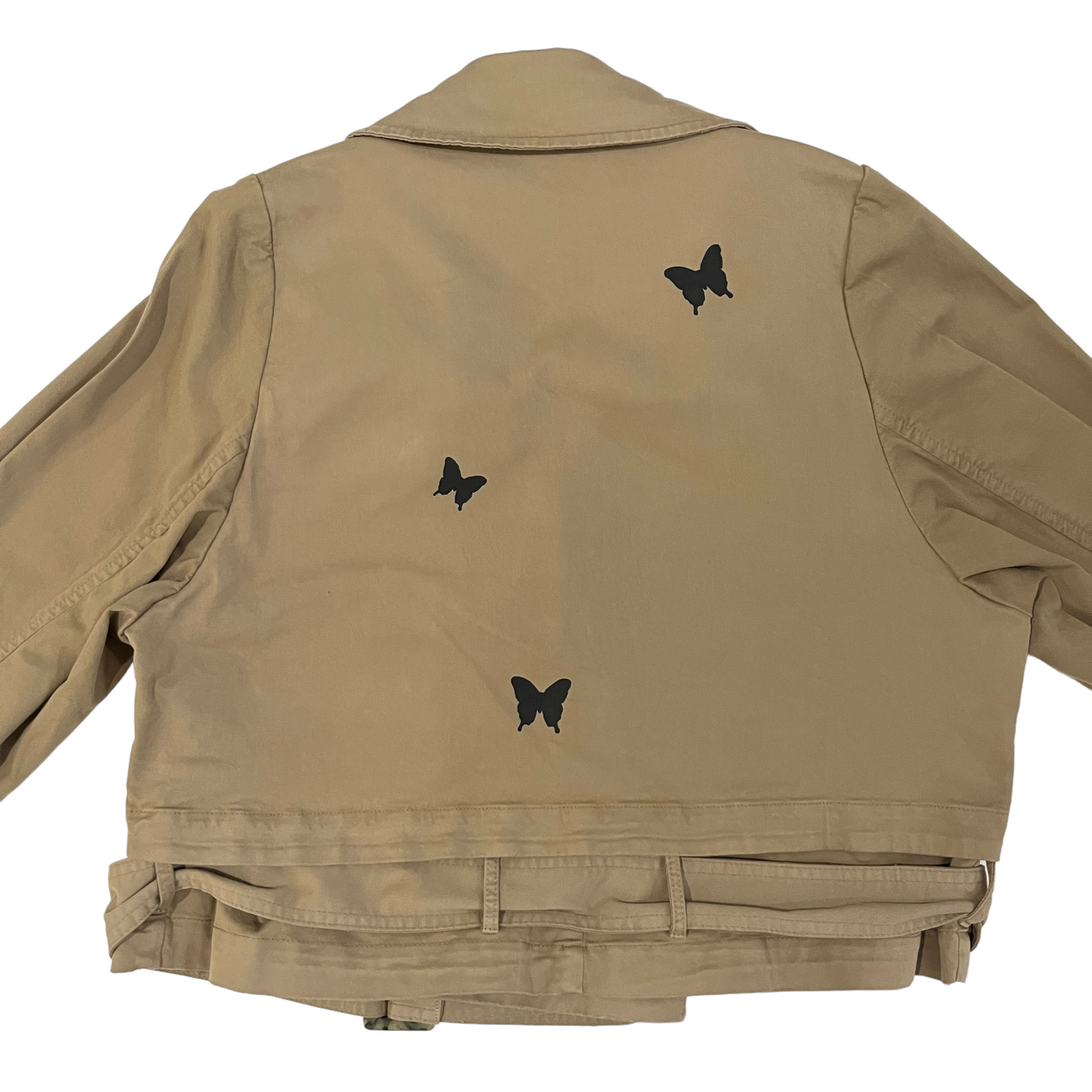 NOUR HAMMOUR Hatti Cropped Canvas Trench Jacket in Khaki