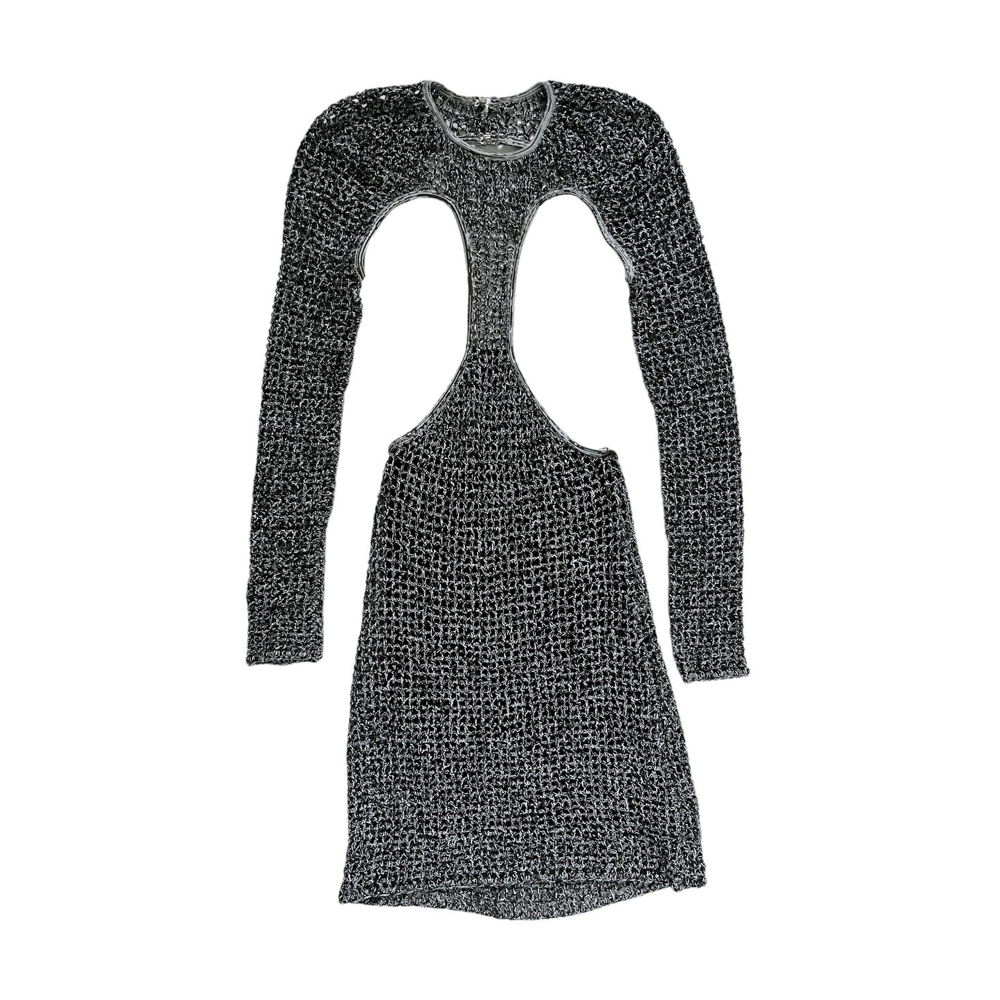 Dion Lee Stirrup Crochet Mini Dress in Black Marle