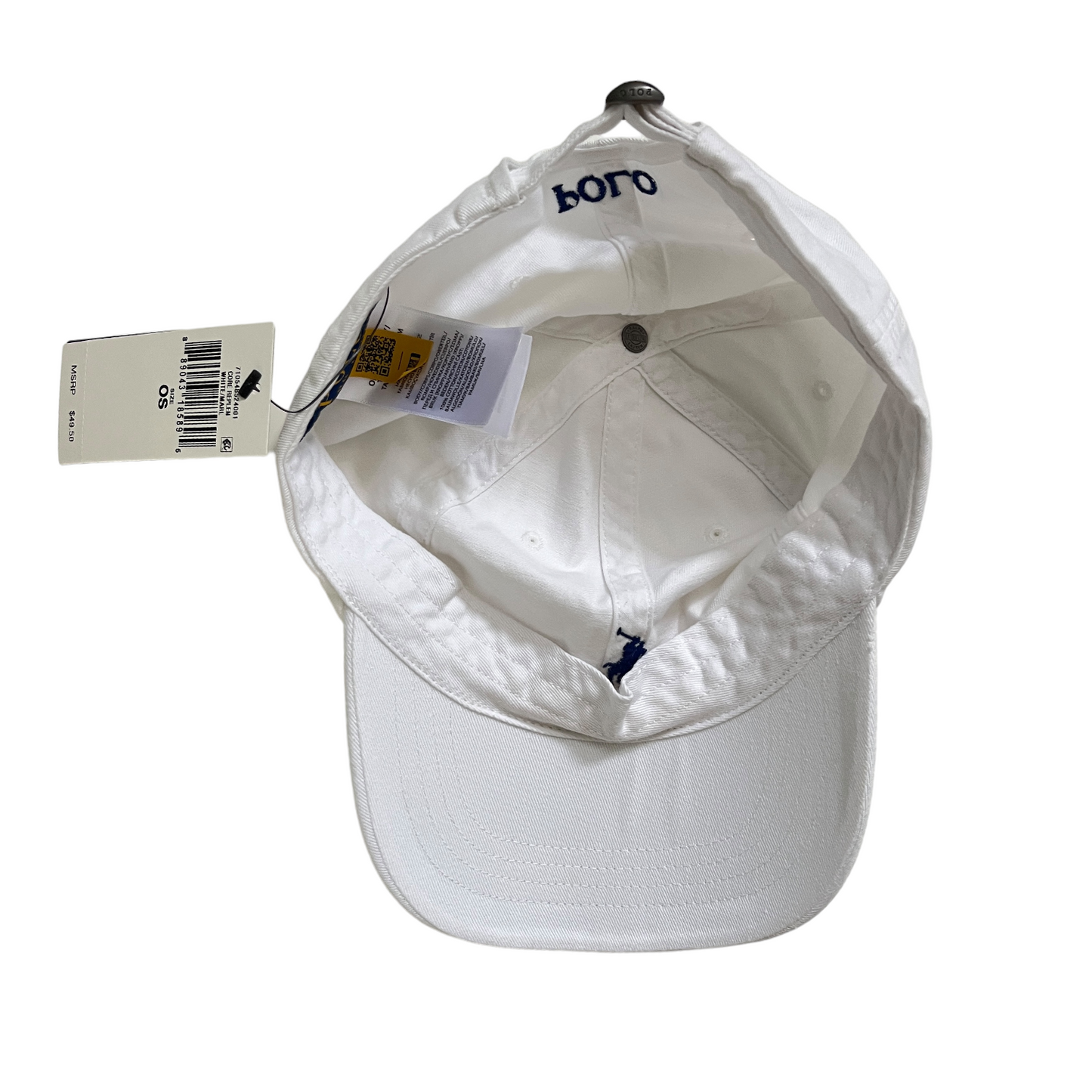 Polo Ralph Lauren Chino Cap in White & Marlin Blue