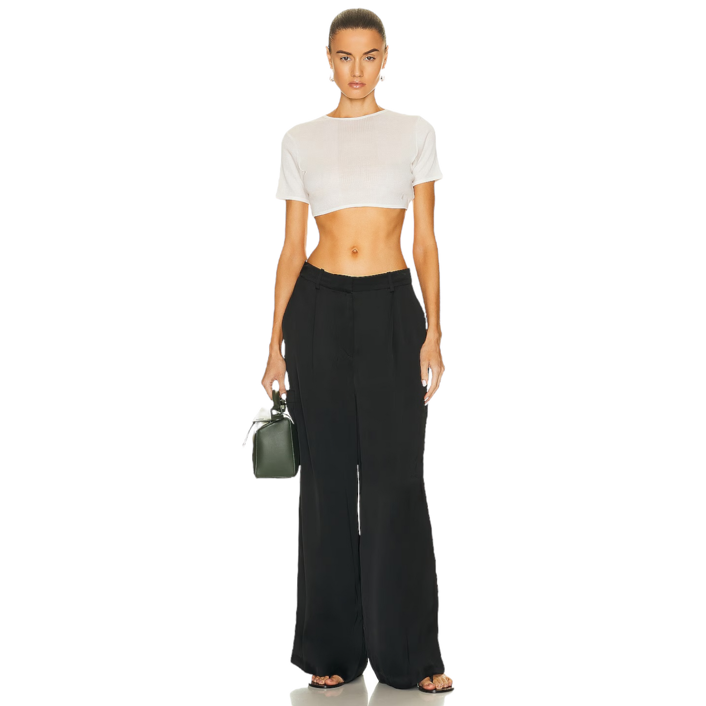 Loulou Studio Carmel Cargo Wide Leg Pant in Black