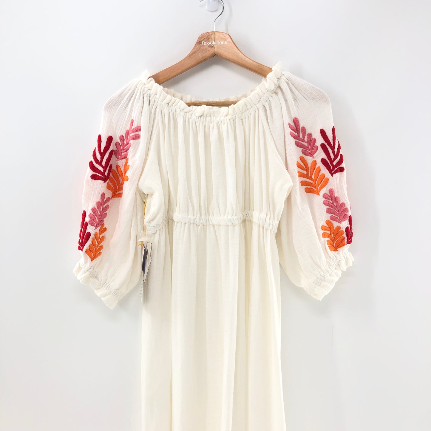 Sundress Poly Dress in Tulum White & Mix Red Embroideries